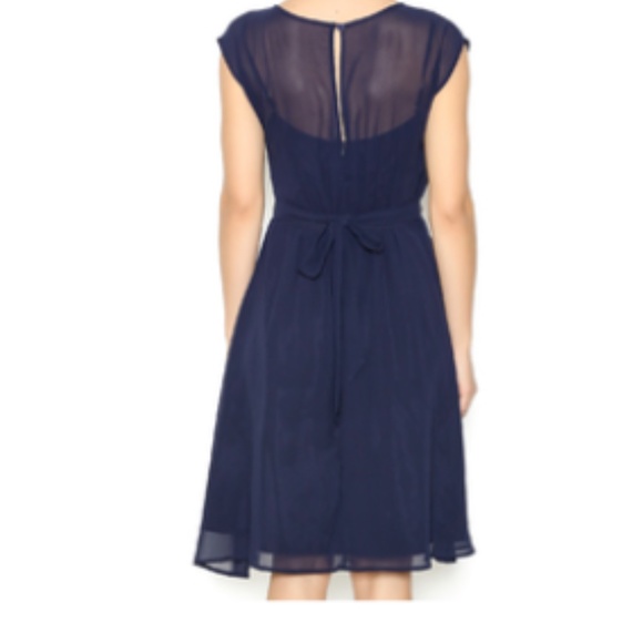Yumi Chiffon Dropped Sleeve Navy Blue Cocktail Dress Size 8/10 - Picture 3 of 12